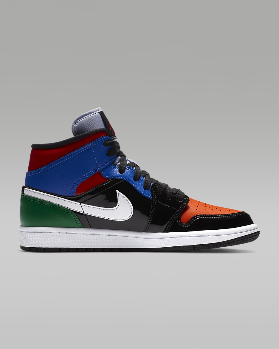 Jordan 1 mid red blue white sale